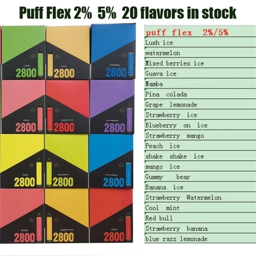 Tehdashinta Puff Flex 2800 Puffs kertakäyttöinen vape